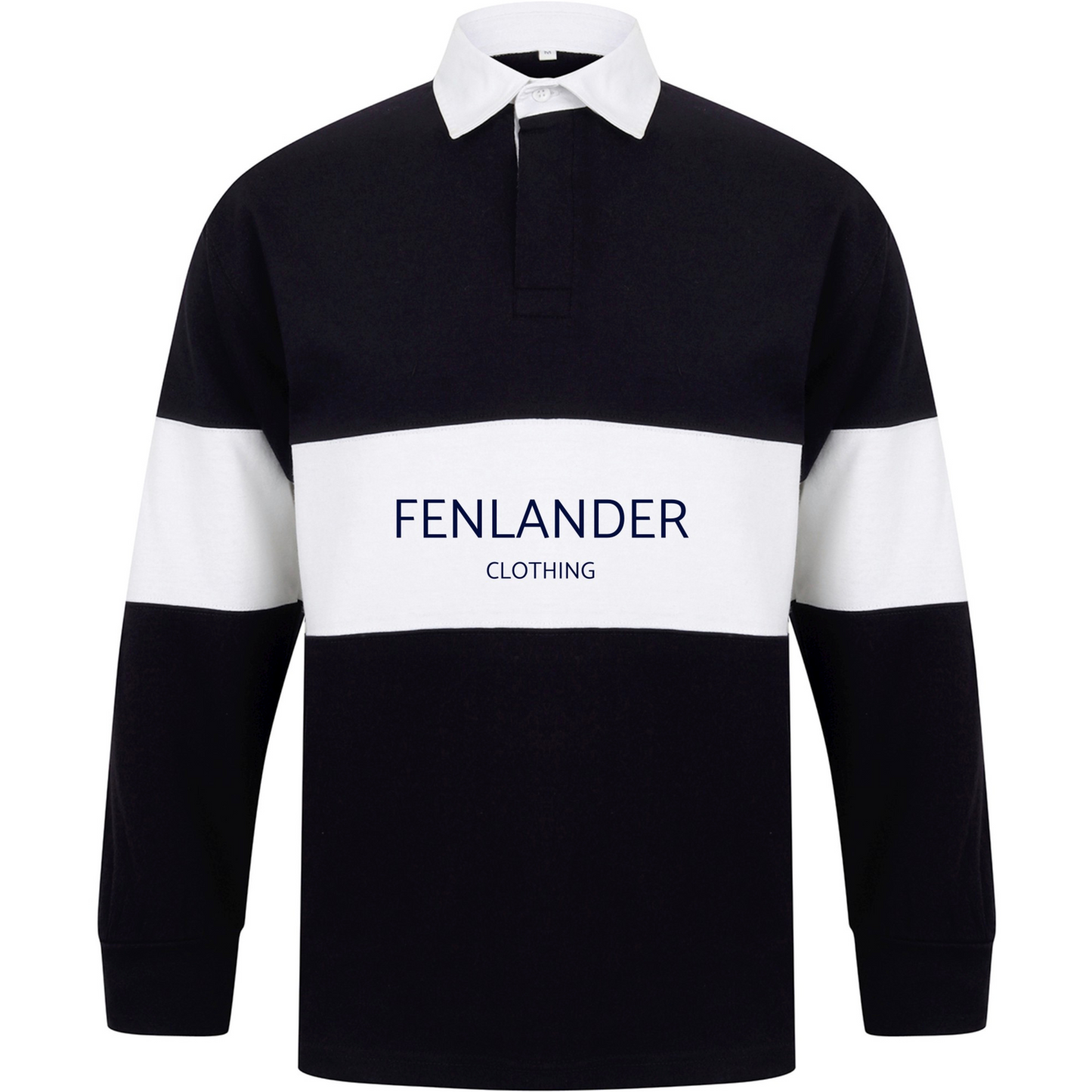 Fenlander Clothing panelled Rugby shirt in Navy and White