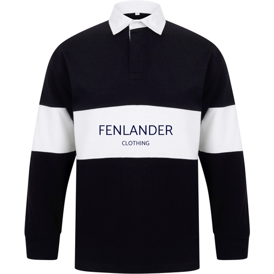 Fenlander Clothing panelled Rugby shirt in Navy and White