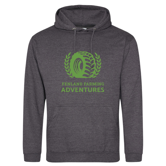 Fenland Farming Adventures Printed Hoodie in Charcoal