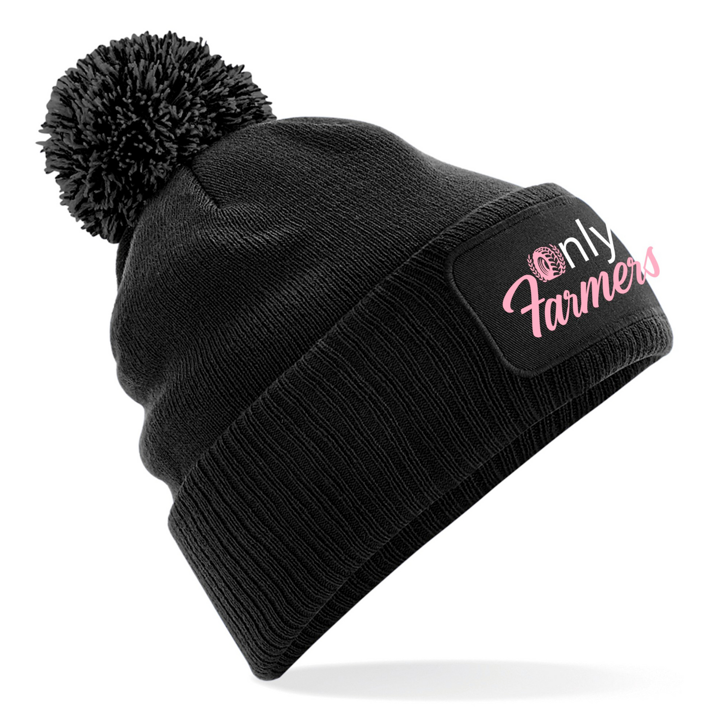 'Only Farmers' Pom Pom Beanie with optional colour logo