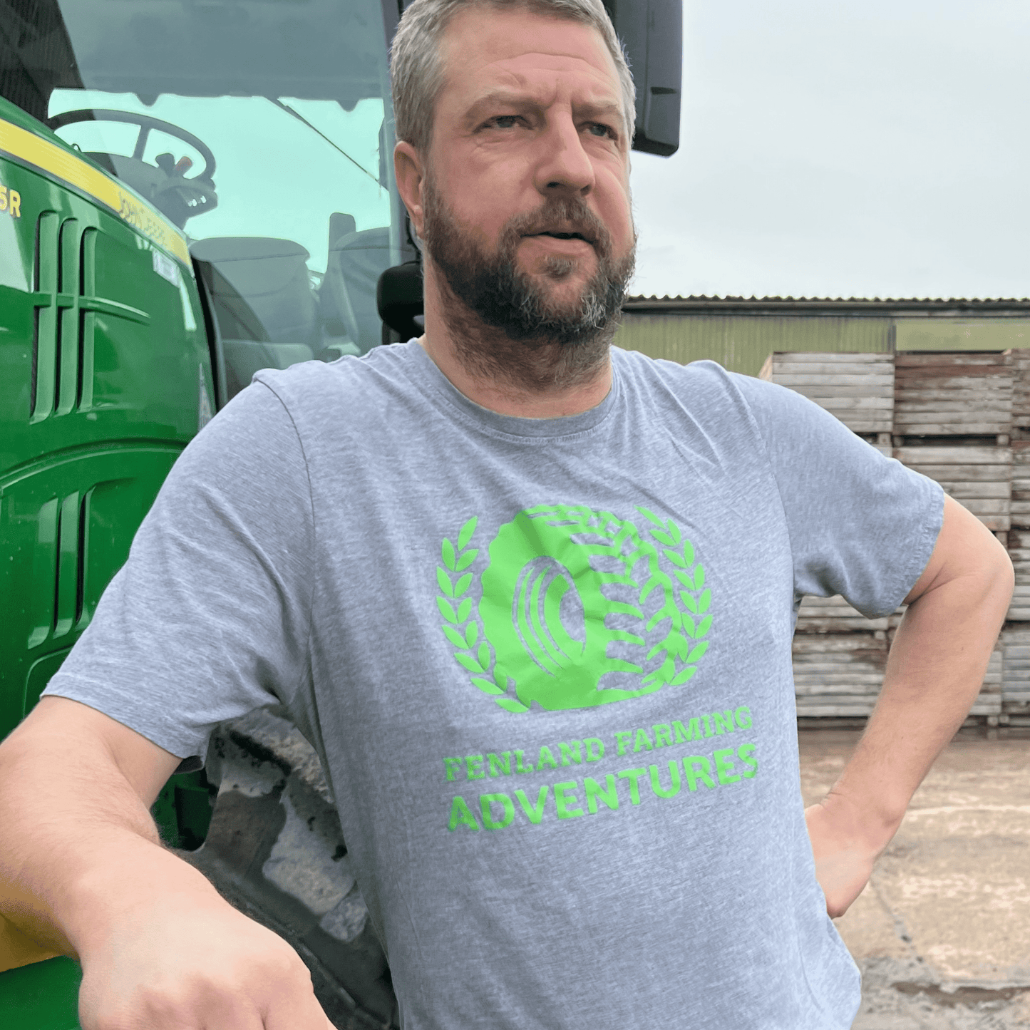 Fenland Farming Adventures Large Logo Grey t shirt